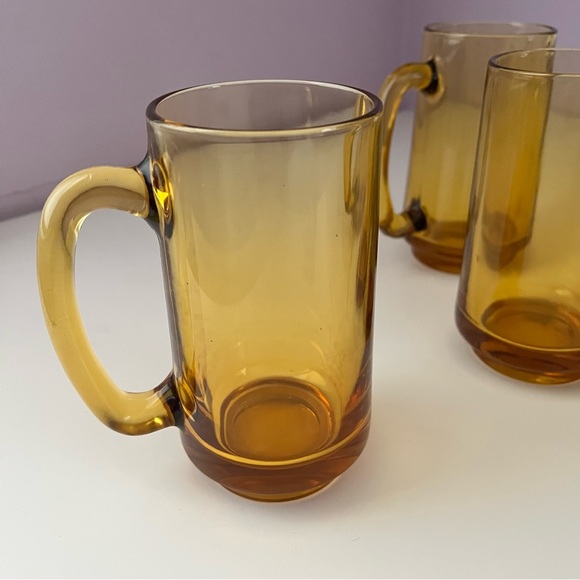 Vintage gorgeous set of glass amber beer mugs— pristine! Father’s Day gift! - Picture 8 of 8